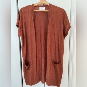 Long Slub-Knit Short-Sleeve Open-Front Sweater| Old Navy